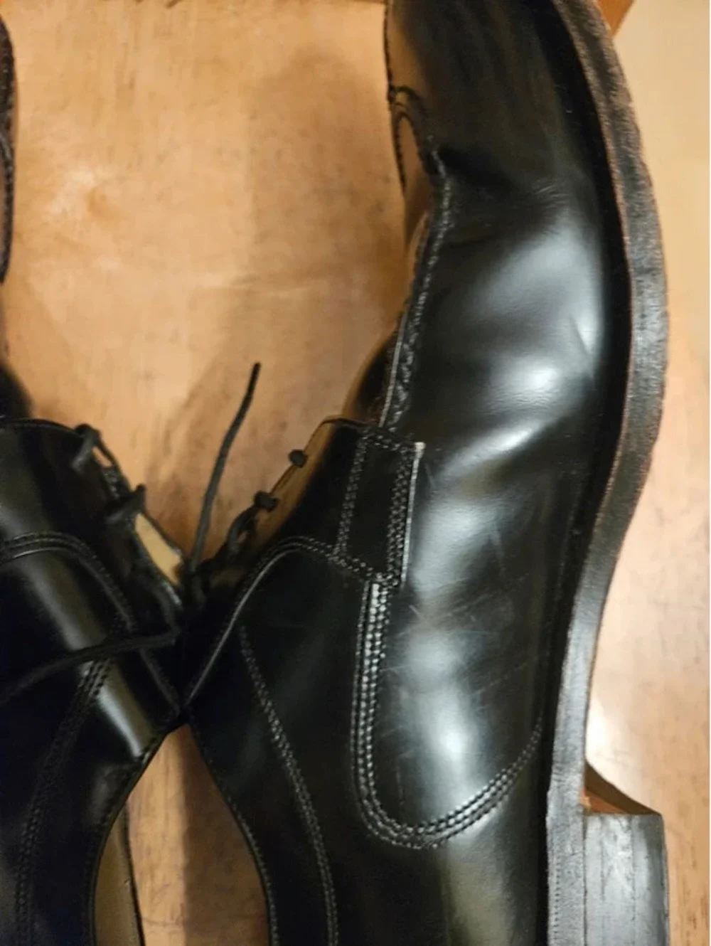 Johnston & Murphy Mens 10 D Black Leather Apron Toe Lace Up Dress Shoes